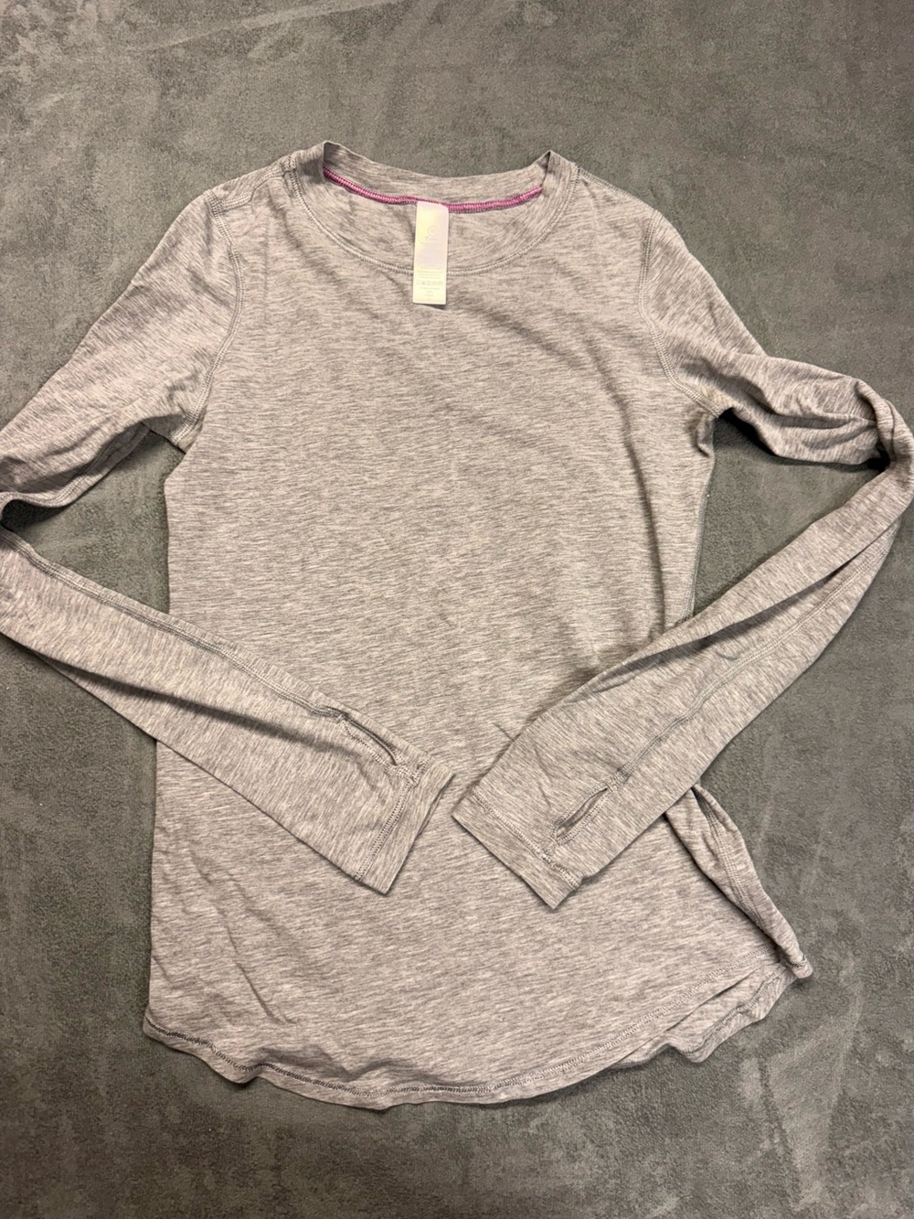 Ivivva Girls' Long Sleeve Crewneck Top - Light Gray with Pink Trim